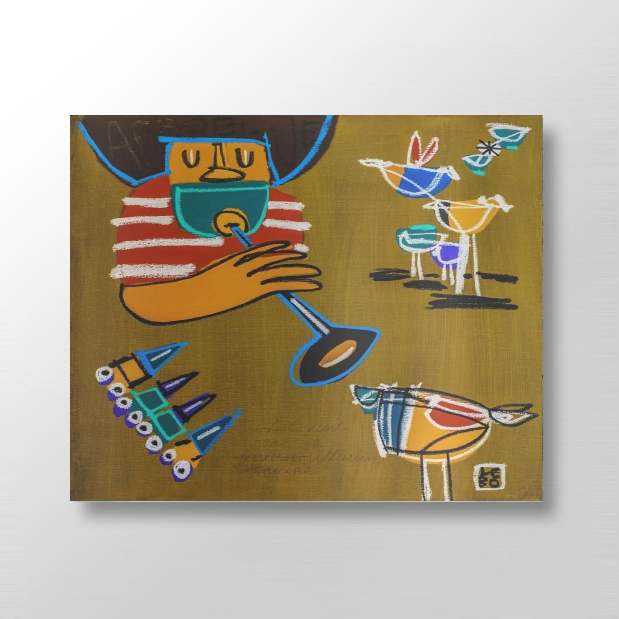Cool Cat Blowing - Lebo Brushed Aluminum Artbond